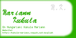 mariann kukula business card